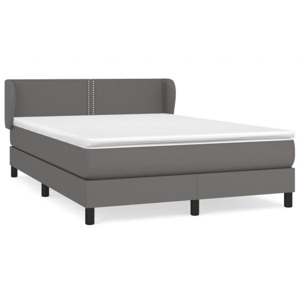 Boxspringbett mit Matratze Grau 140x190 cm Kunstleder