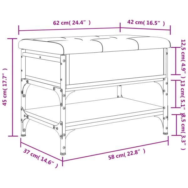 Schuhbank Schwarz 62x42x45 cm Holzwerkstoff