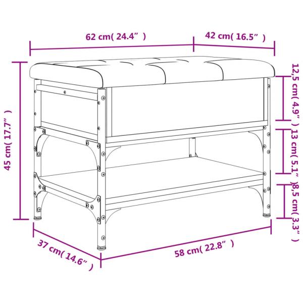 Schuhbank Braun Eichen-Optik 62x42x45 cm Holzwerkstoff