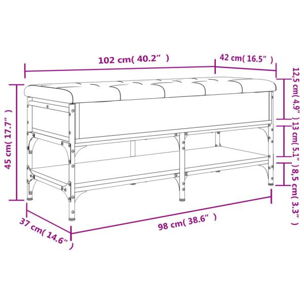 Schuhbank Sonoma-Eiche 102x42x45 cm Holzwerkstoff