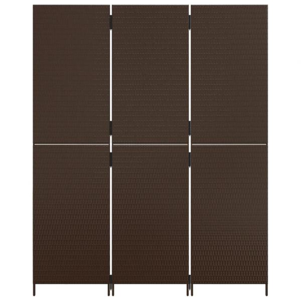 Paravent 3-tlg. Braun Poly Rattan