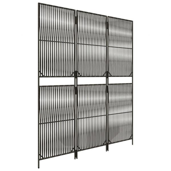 Paravent 3-tlg. Grau Poly Rattan