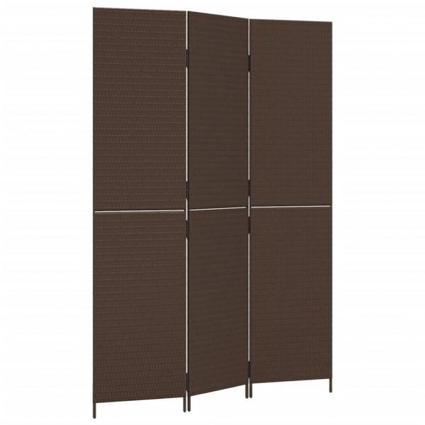 Paravent 3-tlg. Braun Poly Rattan