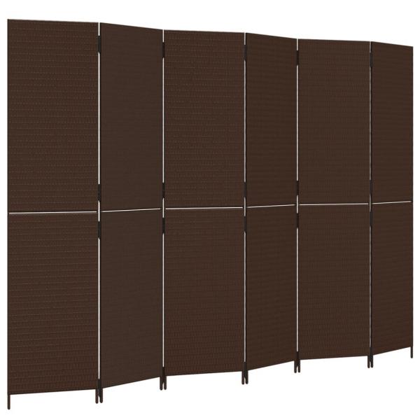 Paravent 6-tlg. Braun Poly Rattan