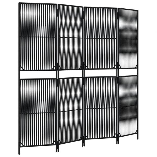 Paravent 4-tlg. Schwarz Poly Rattan