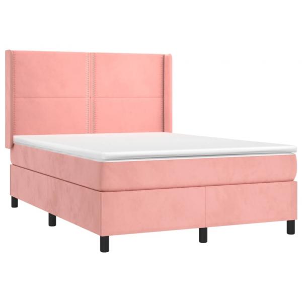 Boxspringbett mit Matratze Rosa 140x190 cm Samt