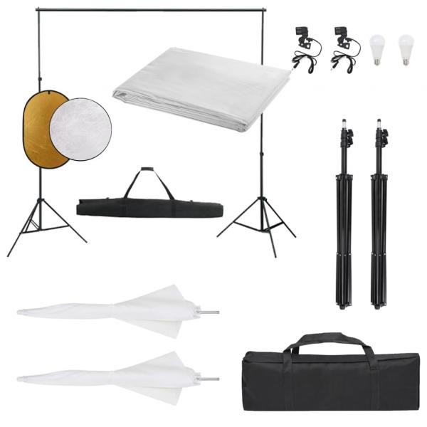 ARDEBO.de - Fotostudio-Set mit Beleuchtung, Hintergrund und Reflektor