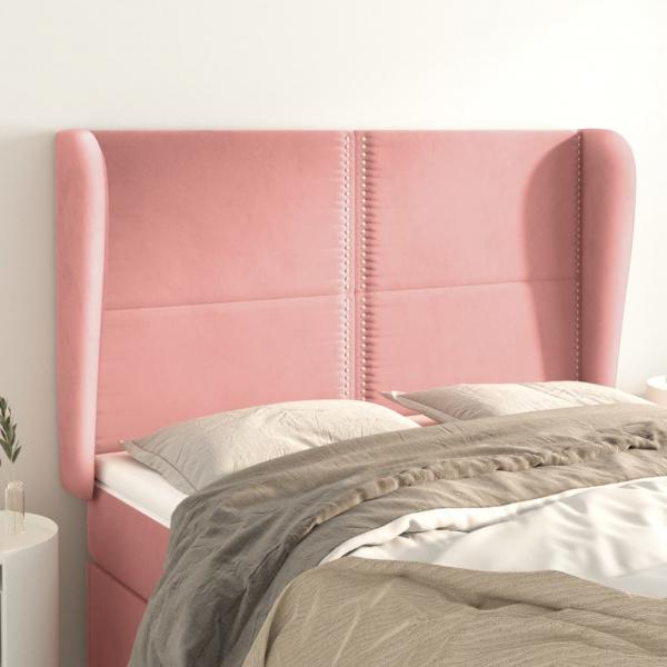 ARDEBO.de - Kopfteil mit Ohren Rosa 147x23x118/128 cm Samt