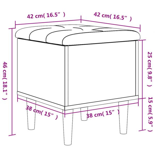 Sitzbank mit Stauraum Grau Sonoma 42x42x46 cm Holzwerkstoff