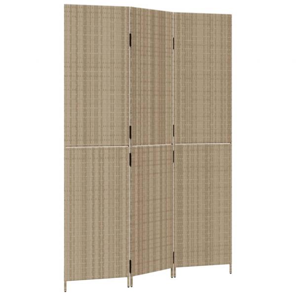 Paravent 3-tlg. Beige Poly Rattan