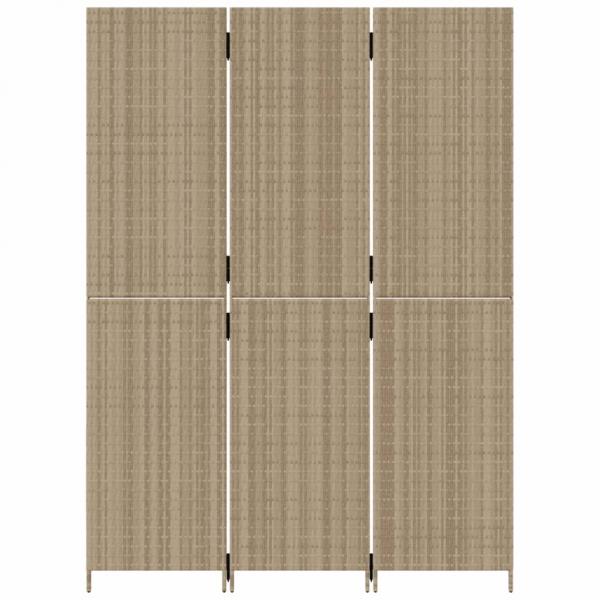 Paravent 3-tlg. Beige Poly Rattan