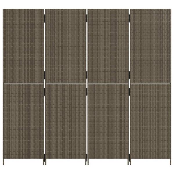 Paravent 4-tlg. Grau Poly Rattan