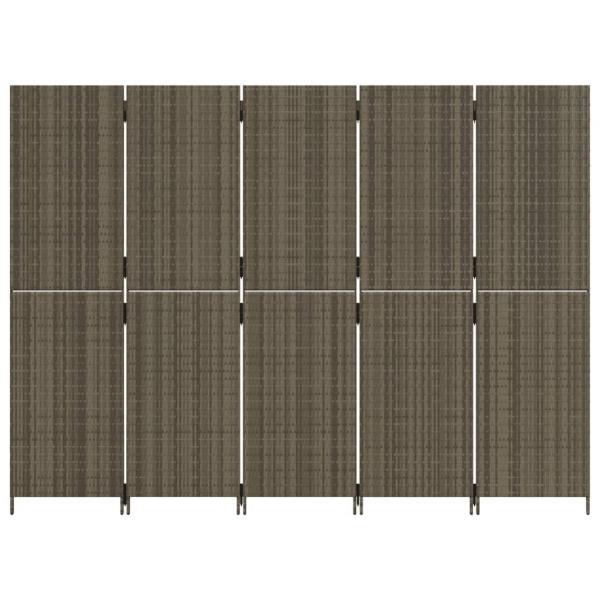 Paravent 5-tlg. Grau Poly Rattan