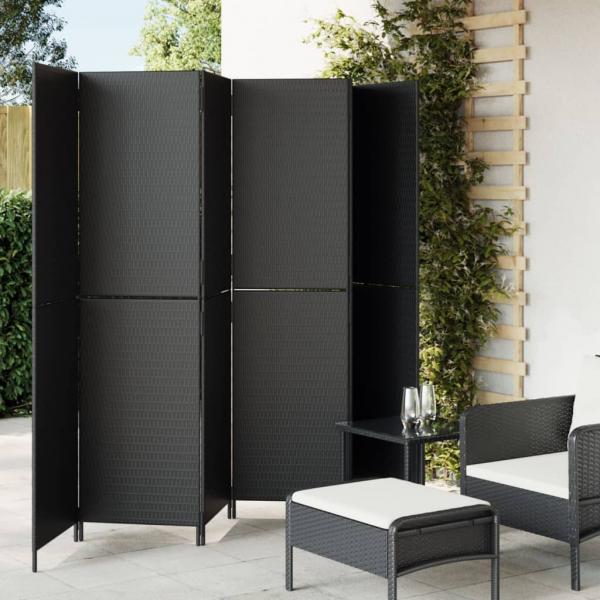 ARDEBO.de - Paravent 6-tlg. Schwarz Poly Rattan