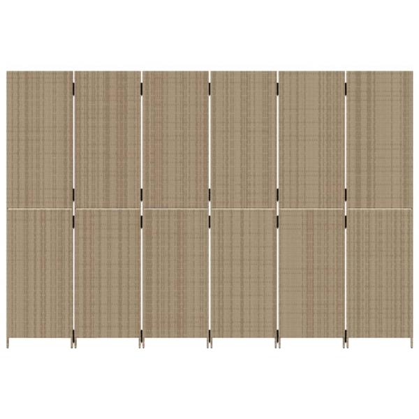 Paravent 6-tlg. Beige Poly Rattan