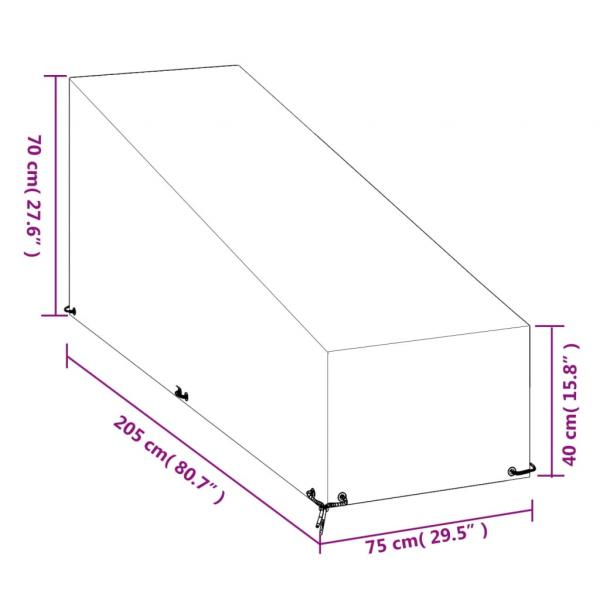 Abdeckung für Sonnenliege 12 Ösen 205x75x40/70 cm Polyethylen