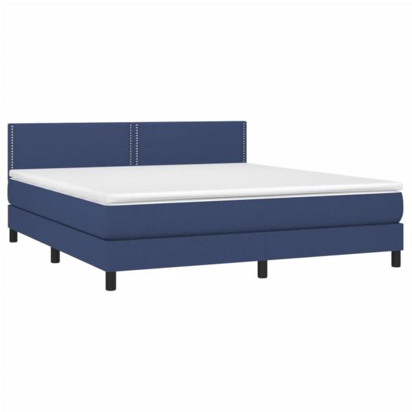 Boxspringbett mit Matratze Blau 160x200 cm Stoff