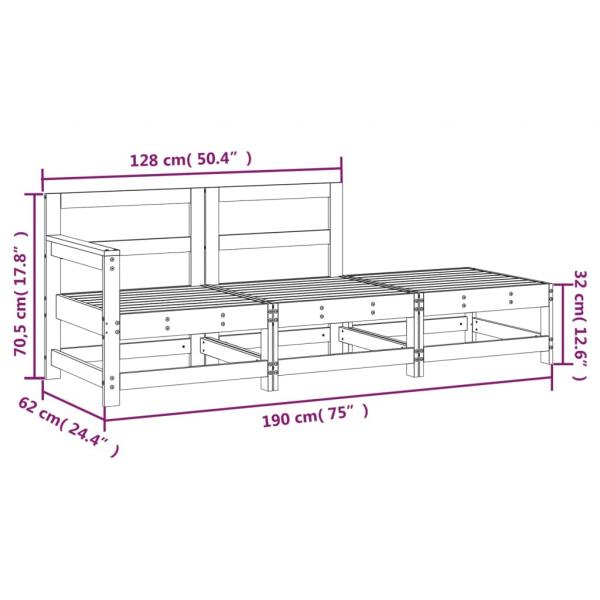 3-tlg. Garten-Lounge-Set Massivholz Kiefer