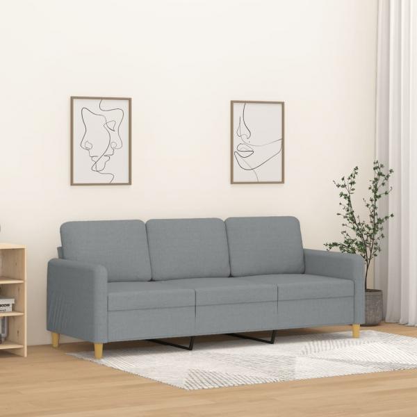 ARDEBO.de - 3-Sitzer-Sofa Hellgrau 180 cm Stoff