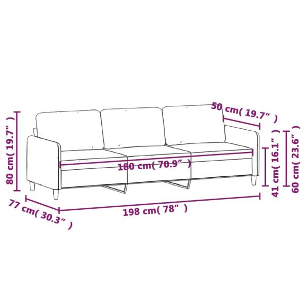 3-Sitzer-Sofa Hellgrau 180 cm Stoff