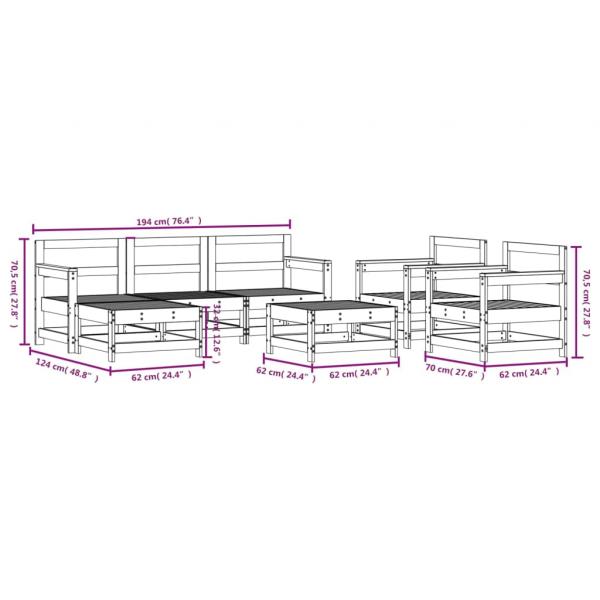 7-tlg. Garten-Lounge-Set Grau Massivholz Kiefer