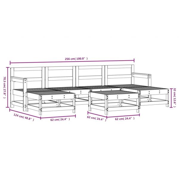 7-tlg. Garten-Lounge-Set Grau Massivholz Kiefer