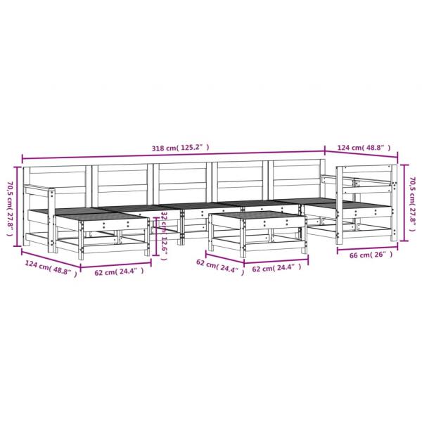 8-tlg. Garten-Lounge-Set Grau Massivholz Kiefer