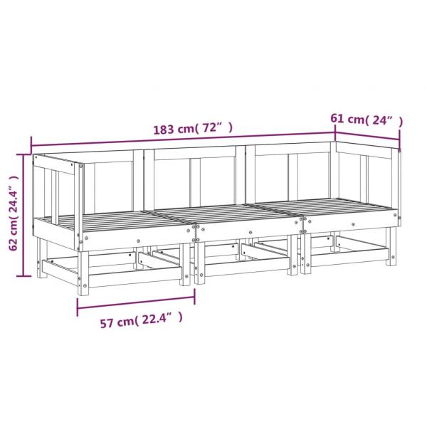 3-tlg. Garten-Lounge-Set Kiefernholz Imprägniert