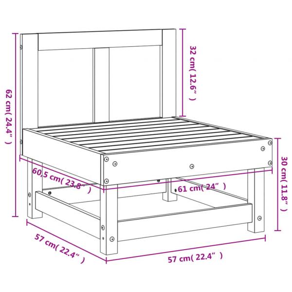 Garten-Mittelsofa Weiß Massivholz Kiefer