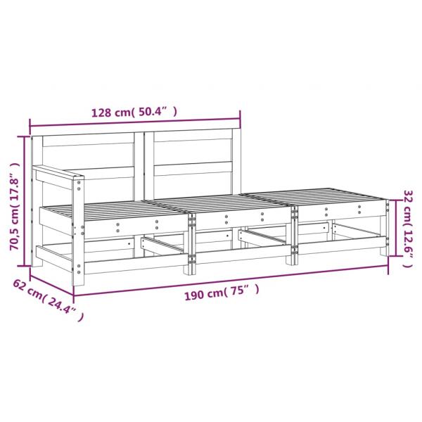 3-tlg. Garten-Lounge-Set Honigbraun Massivholz Kiefer