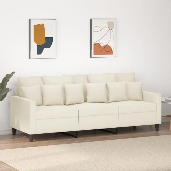 ARDEBO.de - 3-Sitzer-Sofa Creme 180 cm Samt