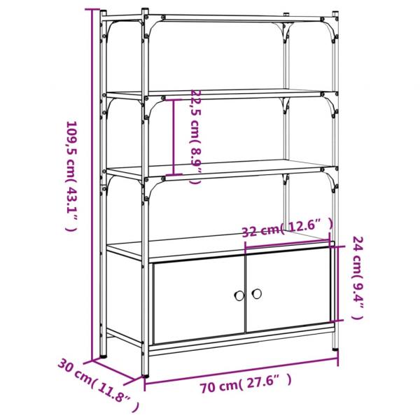 Bücherregal 3 Böden Sonoma-Eiche 70x30x109,5 cm Holzwerkstoff