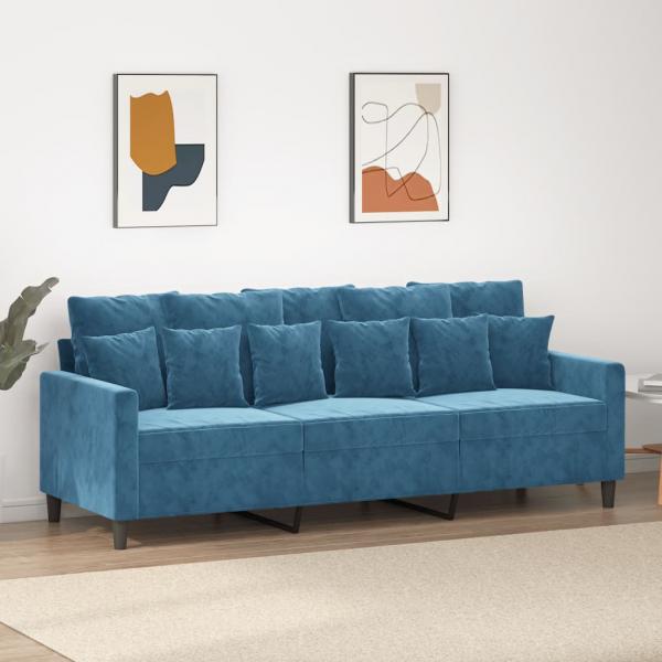 ARDEBO.de - 3-Sitzer-Sofa Blau 180 cm Samt