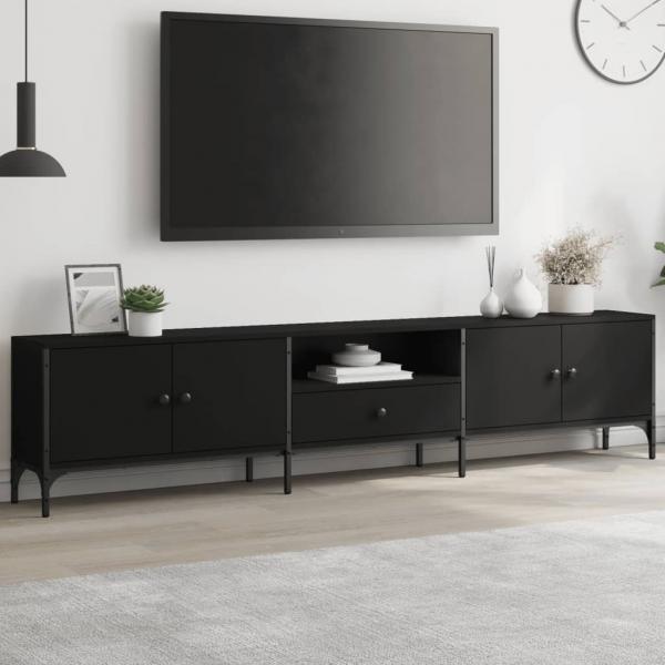 ARDEBO.de - TV-Schrank mit Schublade Schwarz 200x25x44 cm Holzwerkstoff