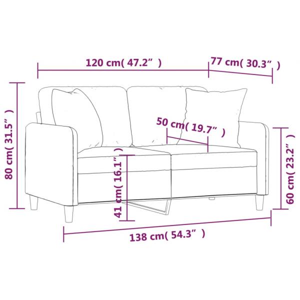 2-Sitzer-Sofa mit Zierkissen Creme 120 cm Stoff