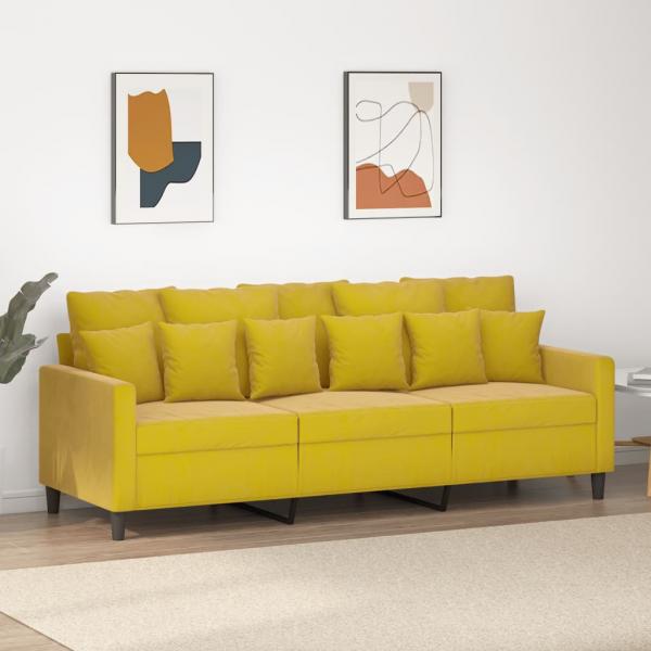 ARDEBO.de - 3-Sitzer-Sofa Gelb 180 cm Samt