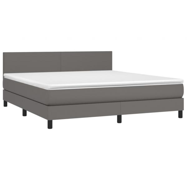 Boxspringbett mit Matratze Grau 180x200 cm Kunstleder