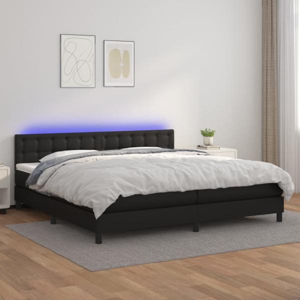 ARDEBO.de - Boxspringbett mit Matratze & LED Schwarz 200x200 cm Kunstleder