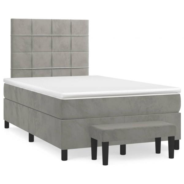 Boxspringbett mit Matratze Hellgrau 120x200 cm Samt