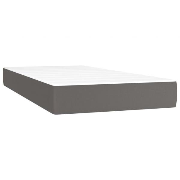 Boxspringbett mit Matratze & LED Grau 90x190 cm Kunstleder