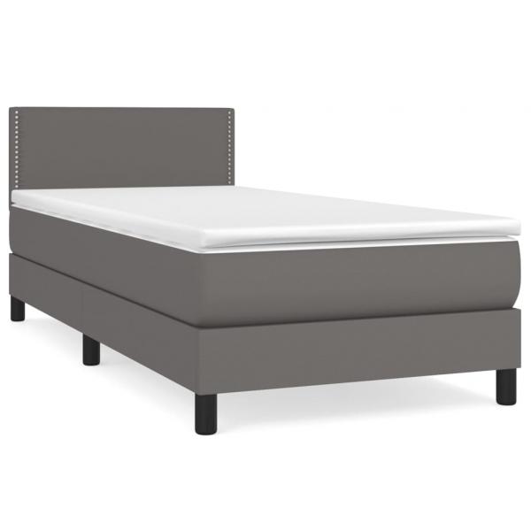 Boxspringbett mit Matratze Grau 90x190 cm Kunstleder