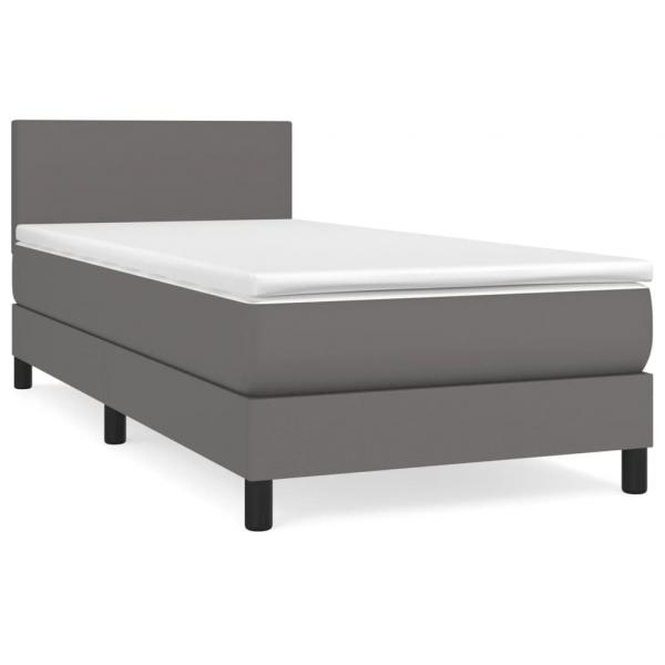 Boxspringbett mit Matratze Grau 90x190 cm Kunstleder