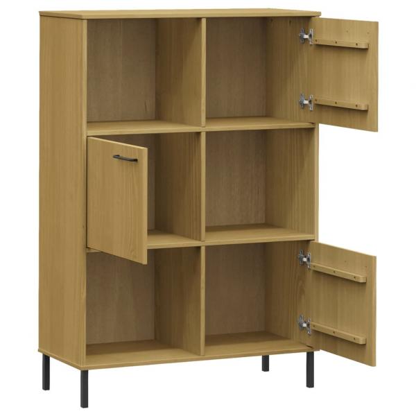 Bücherregal OSLO Metallbeine Braun 90x35x128,5 cm Massivholz