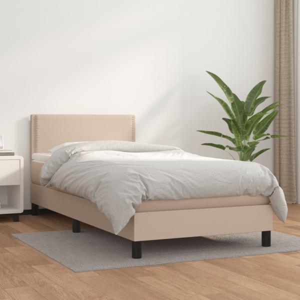 ARDEBO.de - Boxspringbett Matratze Cappuccino-Braun 100x200cm Kunstleder