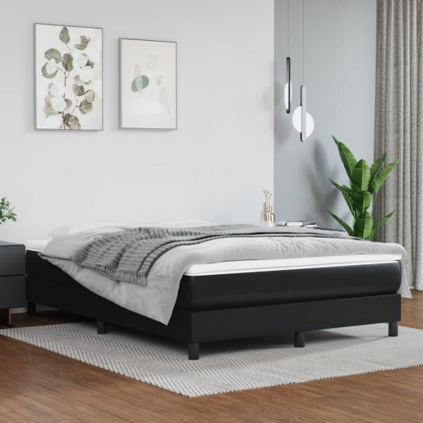 ARDEBO.de - Boxspringbett mit Matratze Schwarz 140x200 cm Kunstleder