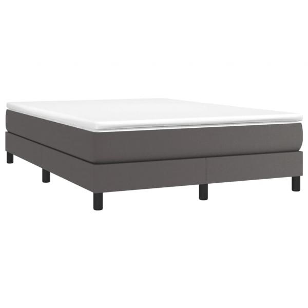 Boxspringbett mit Matratze Grau 140x200 cm Kunstleder