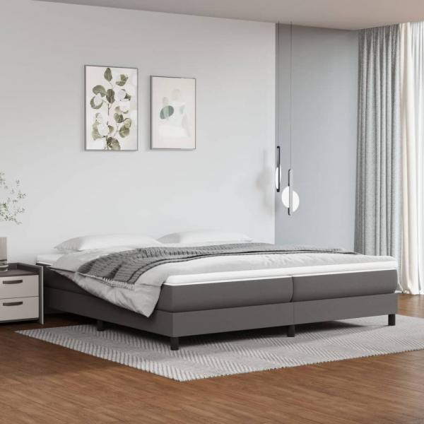 ARDEBO.de - Boxspringbett mit Matratze Grau 200x200 cm Kunstleder