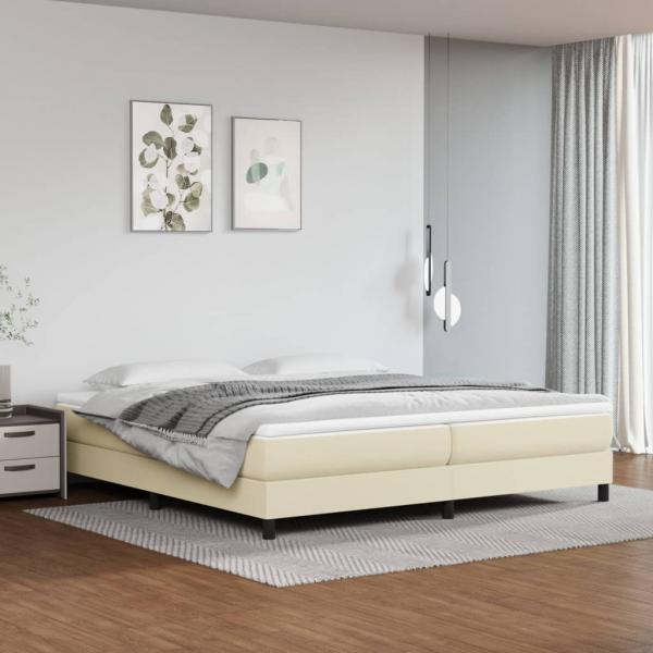 ARDEBO.de - Boxspringbett mit Matratze Creme 200x200 cm Kunstleder