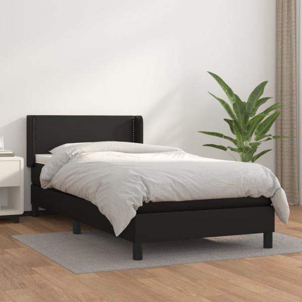 ARDEBO.de - Boxspringbett mit Matratze Schwarz 100x200 cm Kunstleder