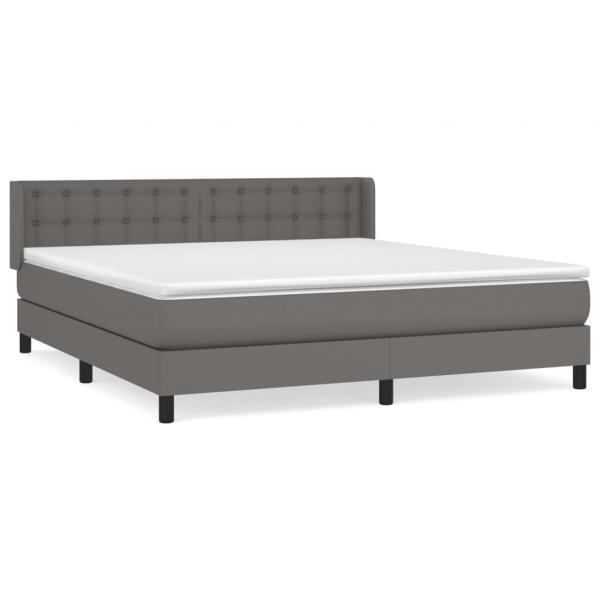 Boxspringbett mit Matratze Grau 180x200 cm Kunstleder